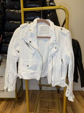 Blank NYC white cotton motorcycle jacket sz S